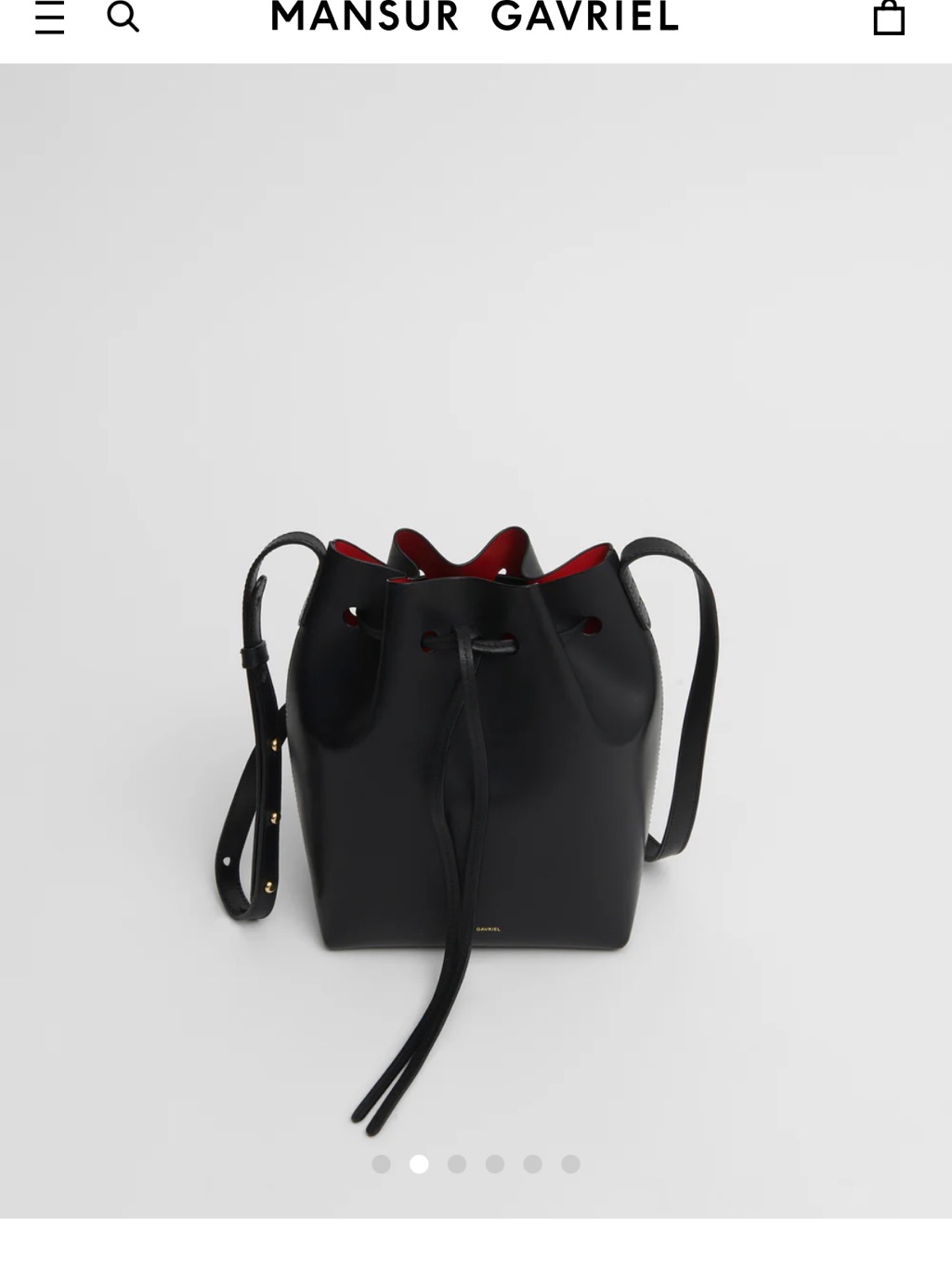 Mansur Gavriel Mini Leather Bucket Bag Black/Flamma Nwt